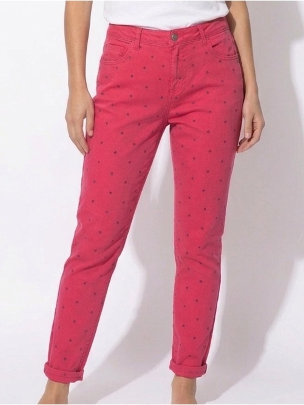 ALLEN SCHWARTZ ALLEN B Vintage Pinky Red Studded Pants Jeans Relaxed Size 16